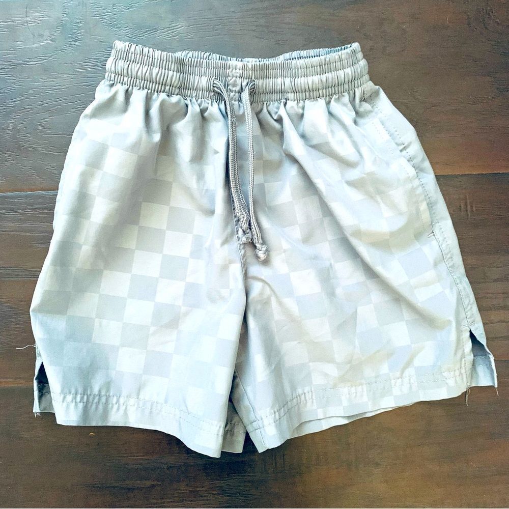 ATHLETIC Works Boys Athletic Quick Dry Pull-On Shorts - Checkered Grey | S (6/7)